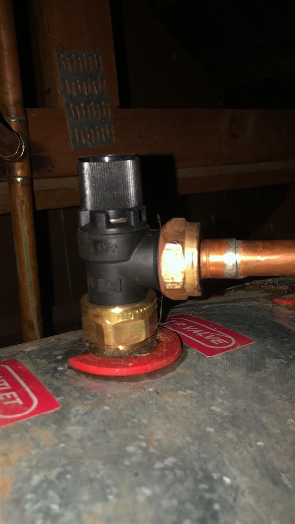 Geyser valve replacement image showing the replacement valve fitted on top of the geyser with connected copper pipework by Plumb A Nator.